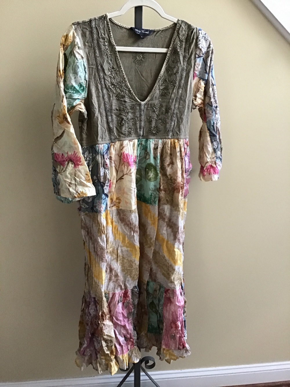 YOUNG THREADS NWT Dress Olive Floral Maxi Ptp 17-18 Size Large
